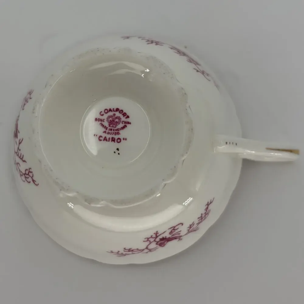 Vintage Coalport Cairo Pink Bone China Teacup and Saucer Set England